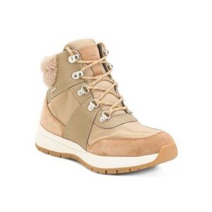 GEOX Braies Faux Fur Comfort Hiker Boots leather & textile size 38/8US NWB